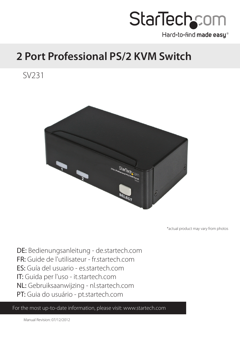 StarTech.com SV231 User Manual | 12 pages