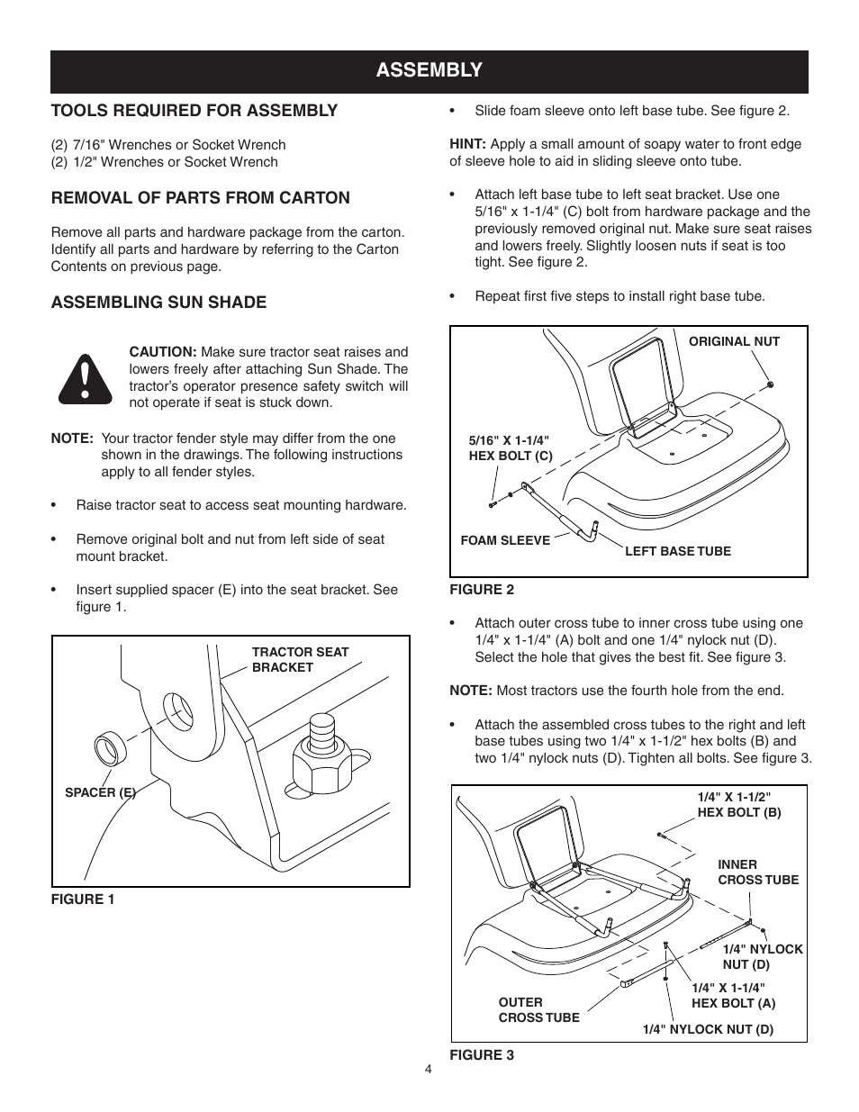 Assembly | Craftsman Sun Shade 486.24226 User Manual | Page 4 / 12