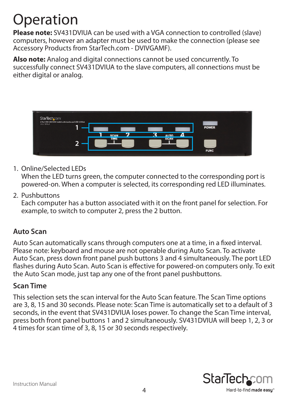 Operation | StarTech.com SV431DVIUA User Manual | Page 7 / 13