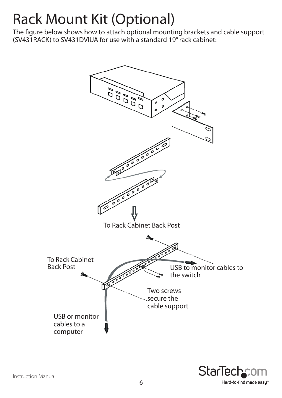 Rack mount kit (optional) | StarTech.com SV431DVIUA User Manual | Page 9 / 13