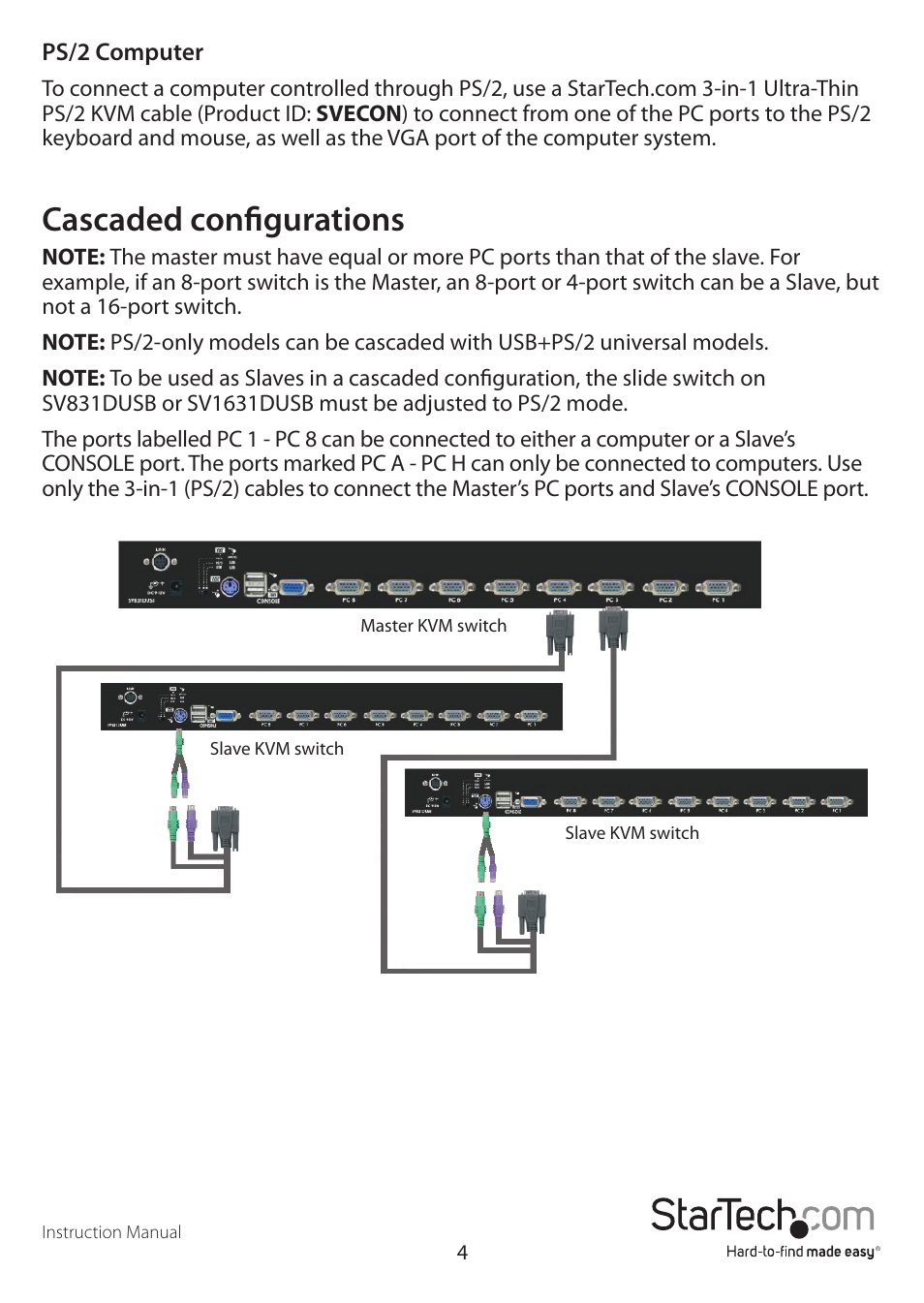 Cascaded configurations | StarTech.com SV1631DUSBGB User Manual | Page 7 / 19