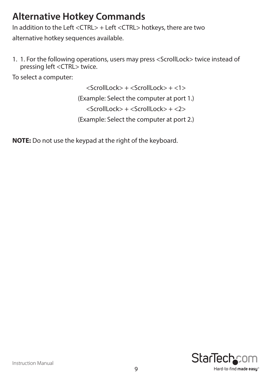 Alternative hotkey commands | StarTech.com SV431DPUA User Manual | Page 12 / 17