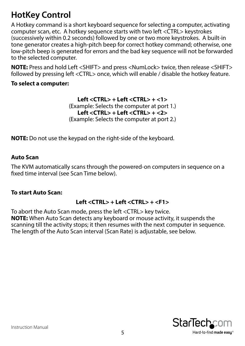 Hotkey control | StarTech.com SV231HDMIUA User Manual | Page 8 / 14