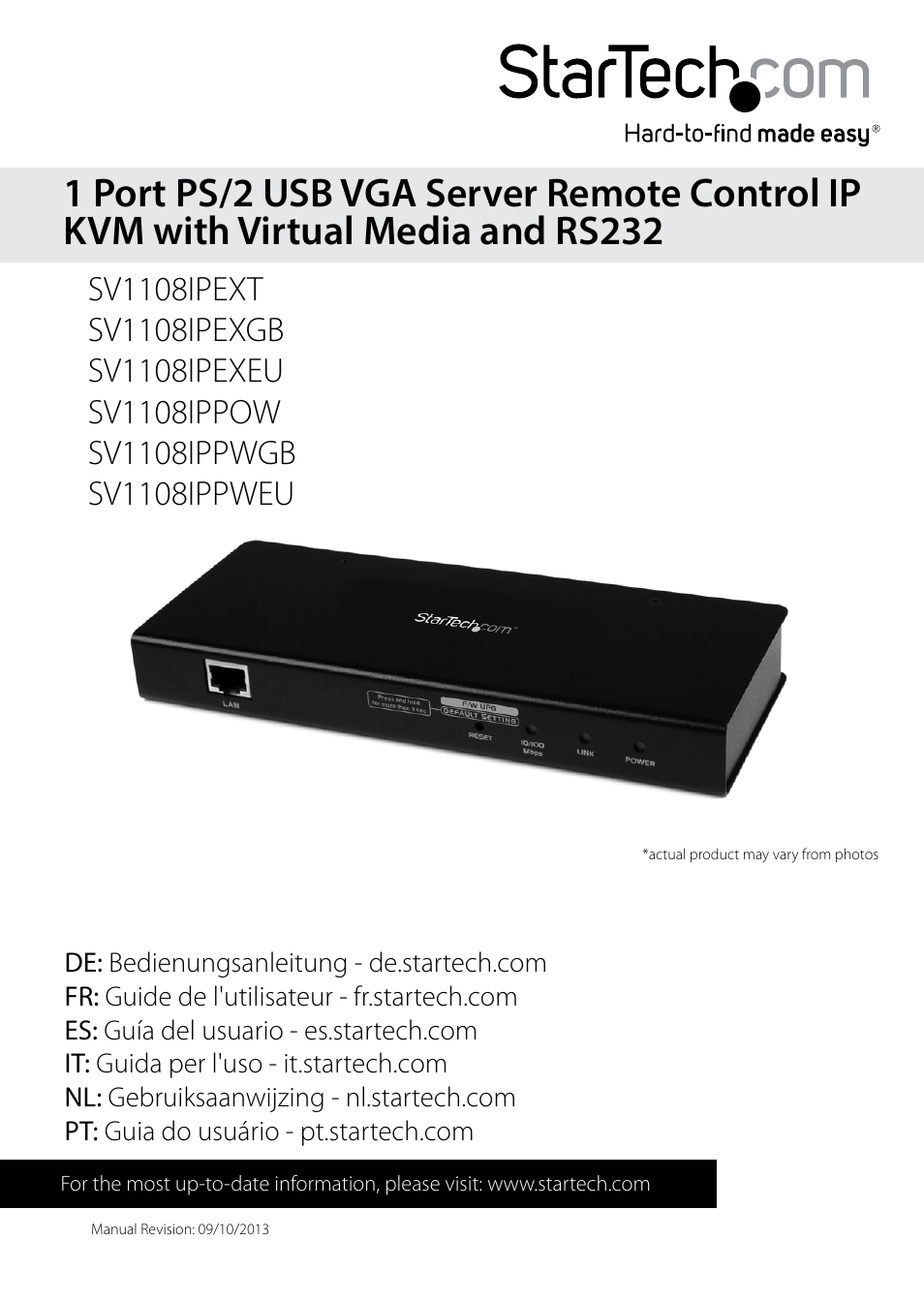 StarTech.com SV1108IPPWEU User Manual | 184 pages
