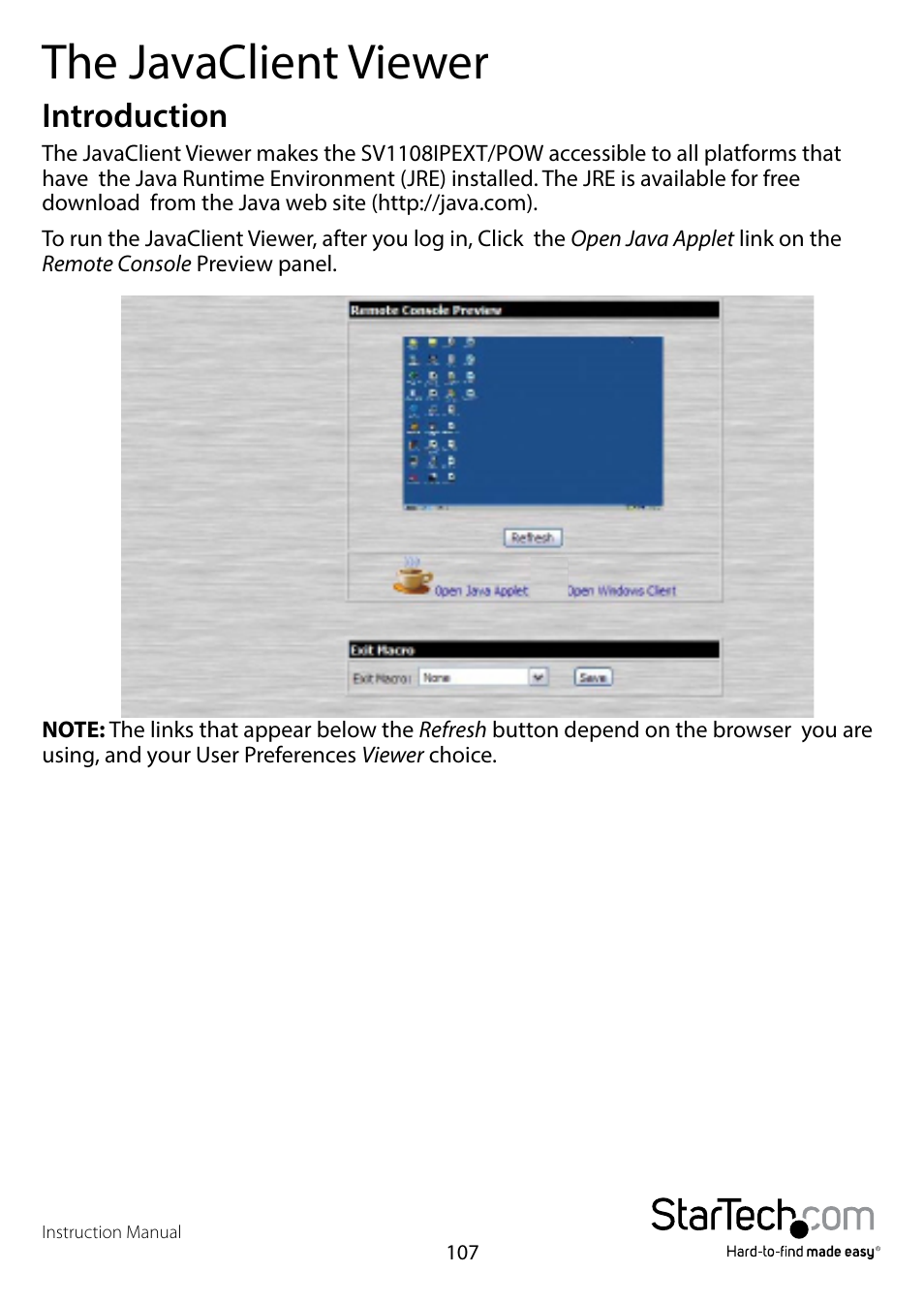 The javaclient viewer, Introduction | StarTech.com SV1108IPPWEU User Manual | Page 114 / 184