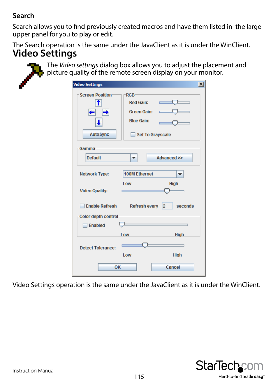 Video settings | StarTech.com SV1108IPPWEU User Manual | Page 122 / 184