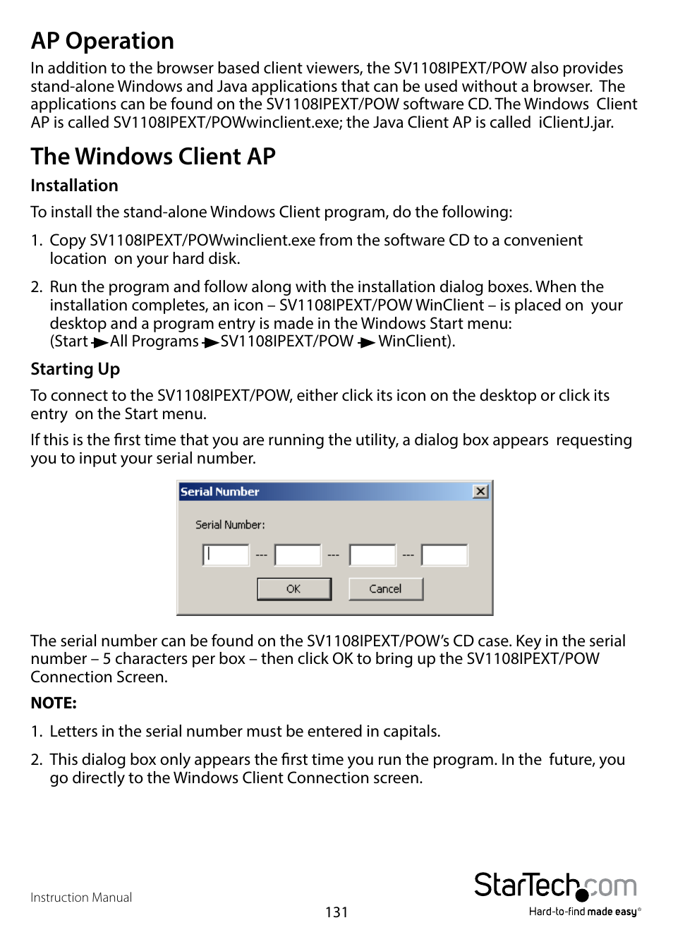 Ap operation, The windows client ap, Ap operation the windows client ap | StarTech.com SV1108IPPWEU User Manual | Page 138 / 184