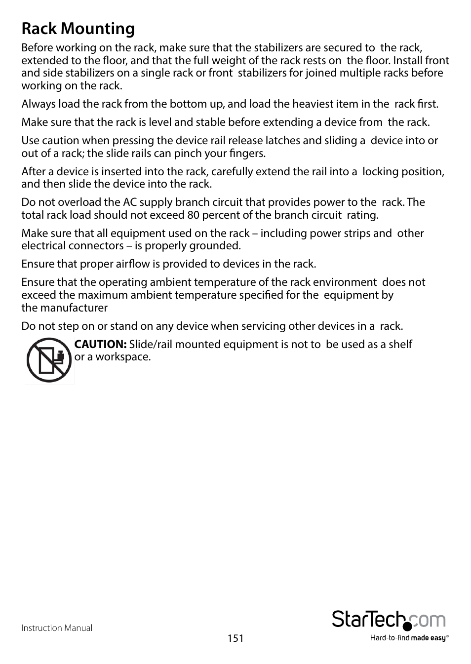 Rack mounting | StarTech.com SV1108IPPWEU User Manual | Page 158 / 184