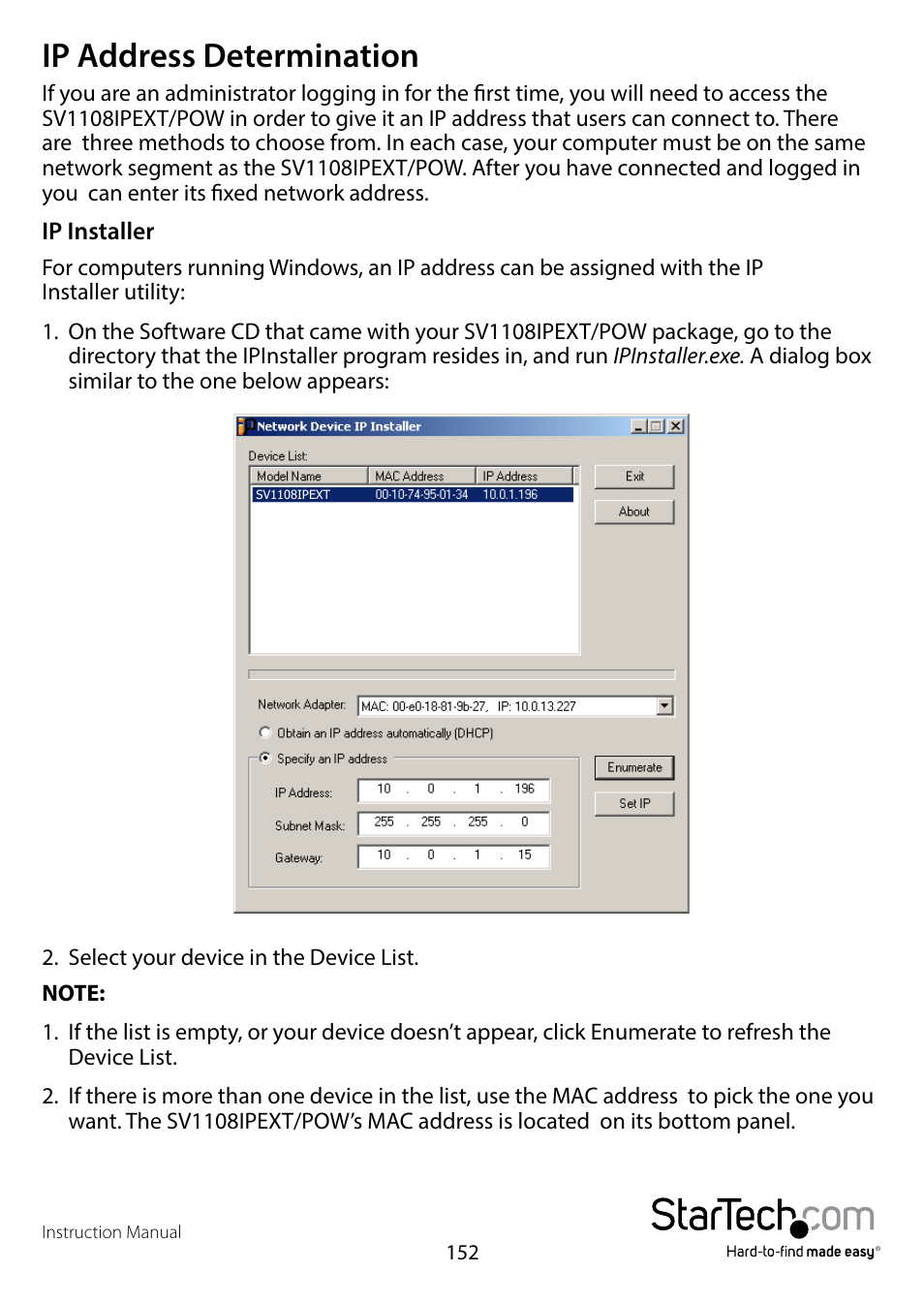 Ip address determination | StarTech.com SV1108IPPWEU User Manual | Page 159 / 184