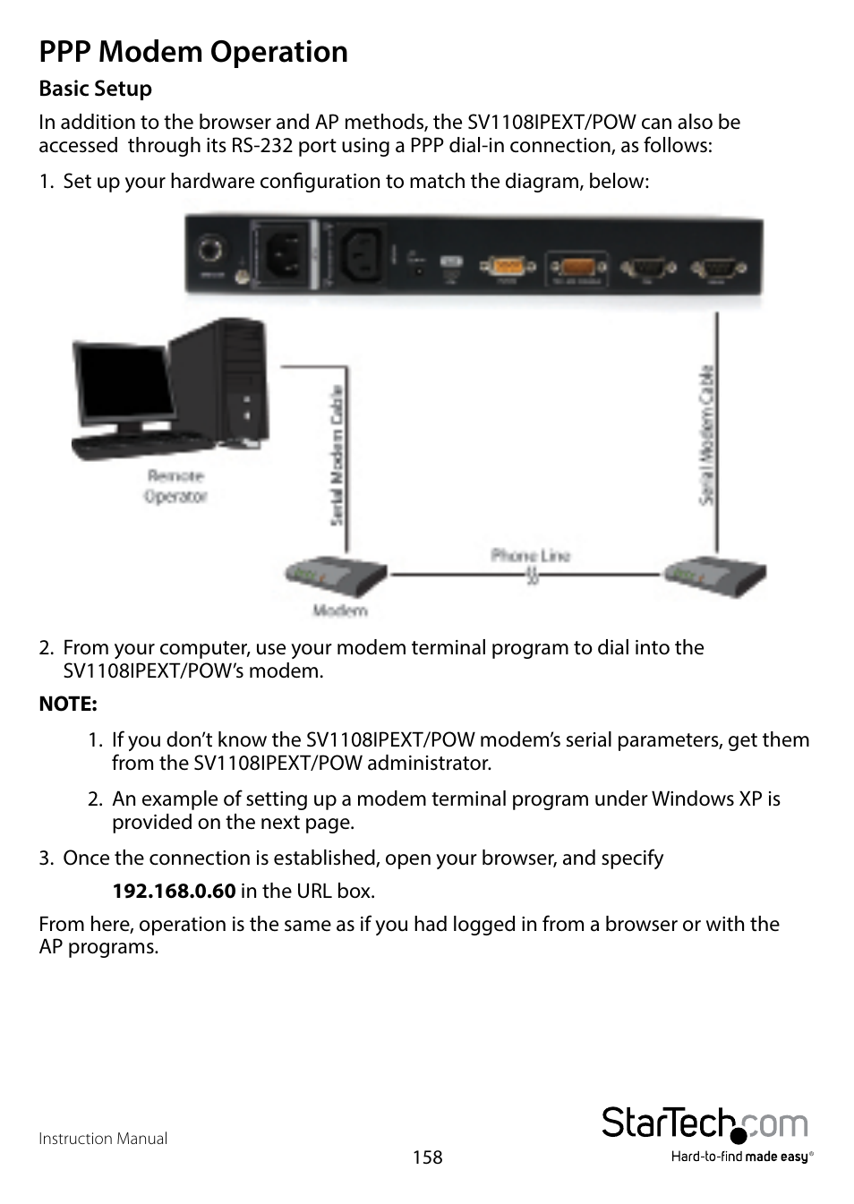 Ppp modem operation | StarTech.com SV1108IPPWEU User Manual | Page 165 / 184