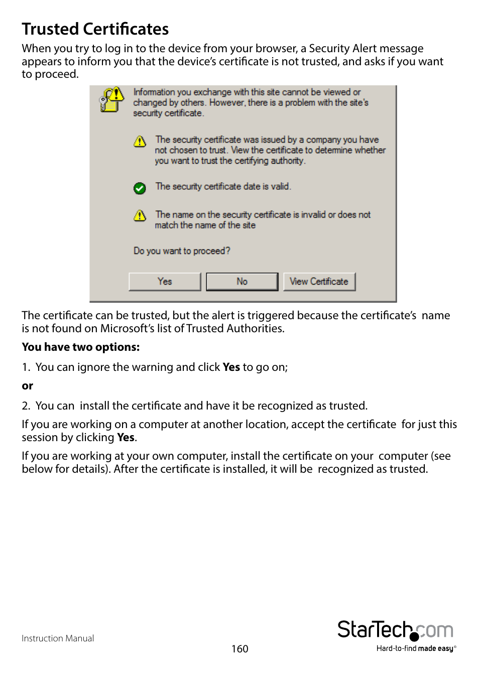 Trusted certificates | StarTech.com SV1108IPPWEU User Manual | Page 167 / 184