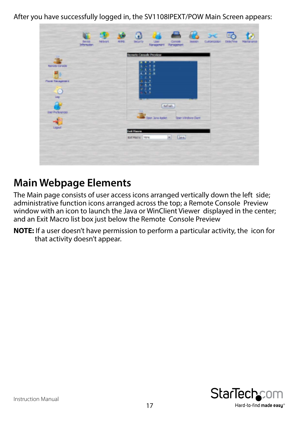 Main webpage elements | StarTech.com SV1108IPPWEU User Manual | Page 24 / 184