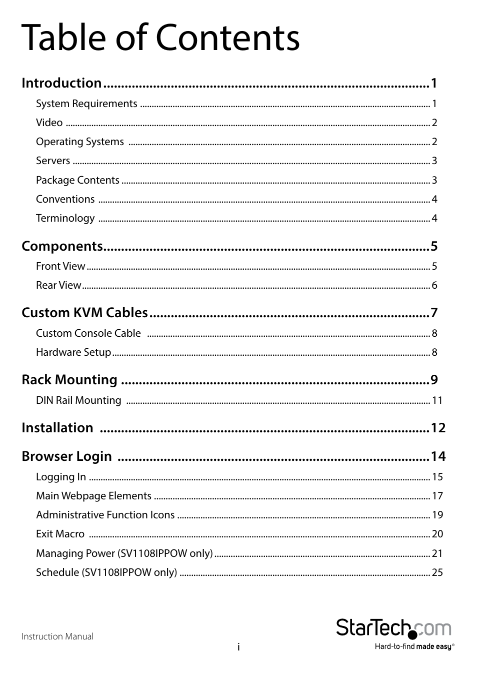 StarTech.com SV1108IPPWEU User Manual | Page 3 / 184