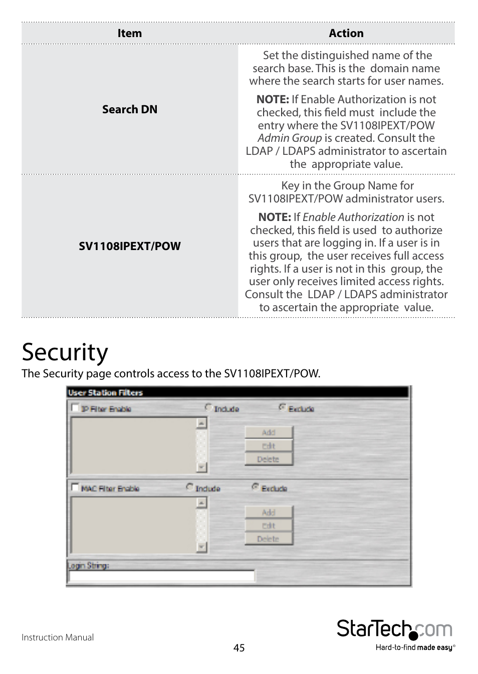 Security | StarTech.com SV1108IPPWEU User Manual | Page 52 / 184