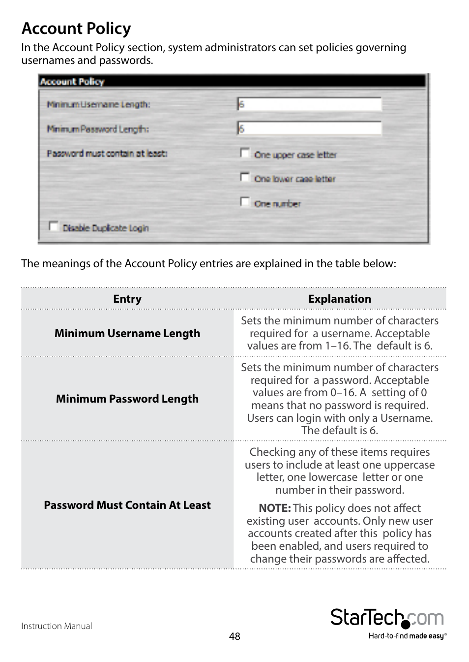 Account policy | StarTech.com SV1108IPPWEU User Manual | Page 55 / 184
