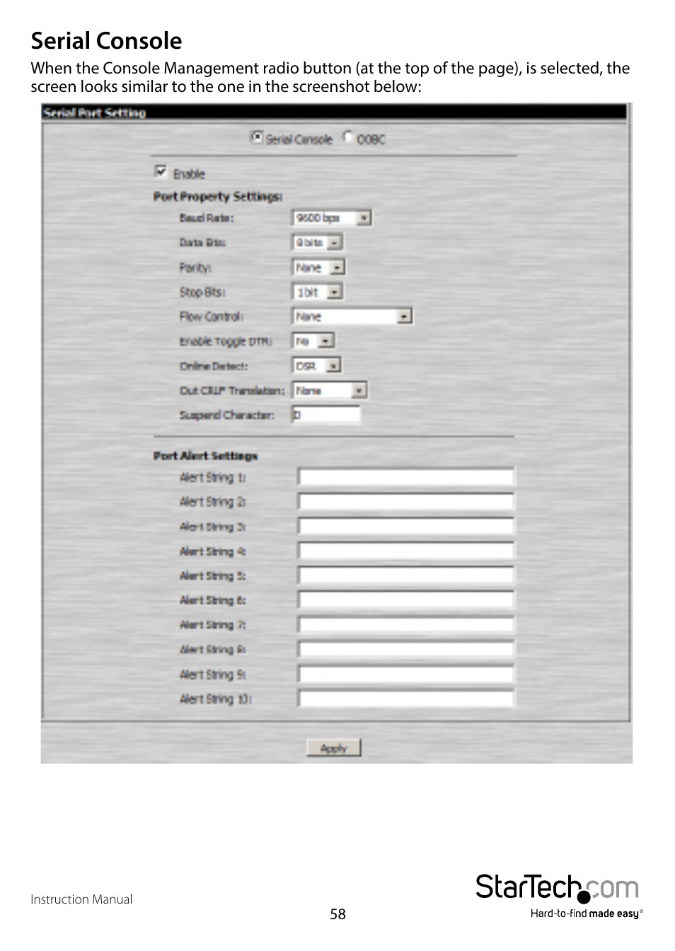 Serial console | StarTech.com SV1108IPPWEU User Manual | Page 65 / 184