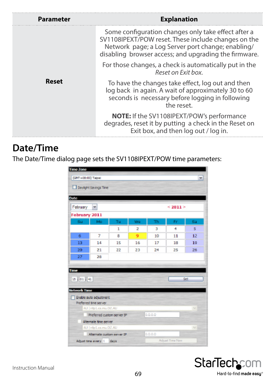 Date/time | StarTech.com SV1108IPPWEU User Manual | Page 76 / 184
