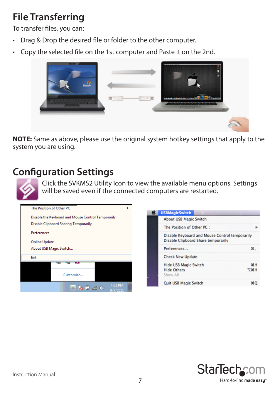 File transferring, Configuration settings | StarTech.com SVKMS2 User Manual | Page 10 / 16