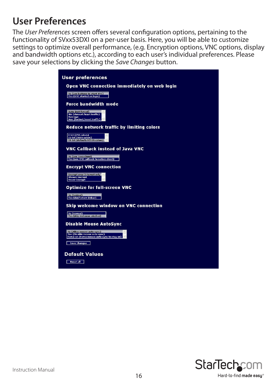 User preferences | StarTech.com SV3253DXI User Manual | Page 21 / 70