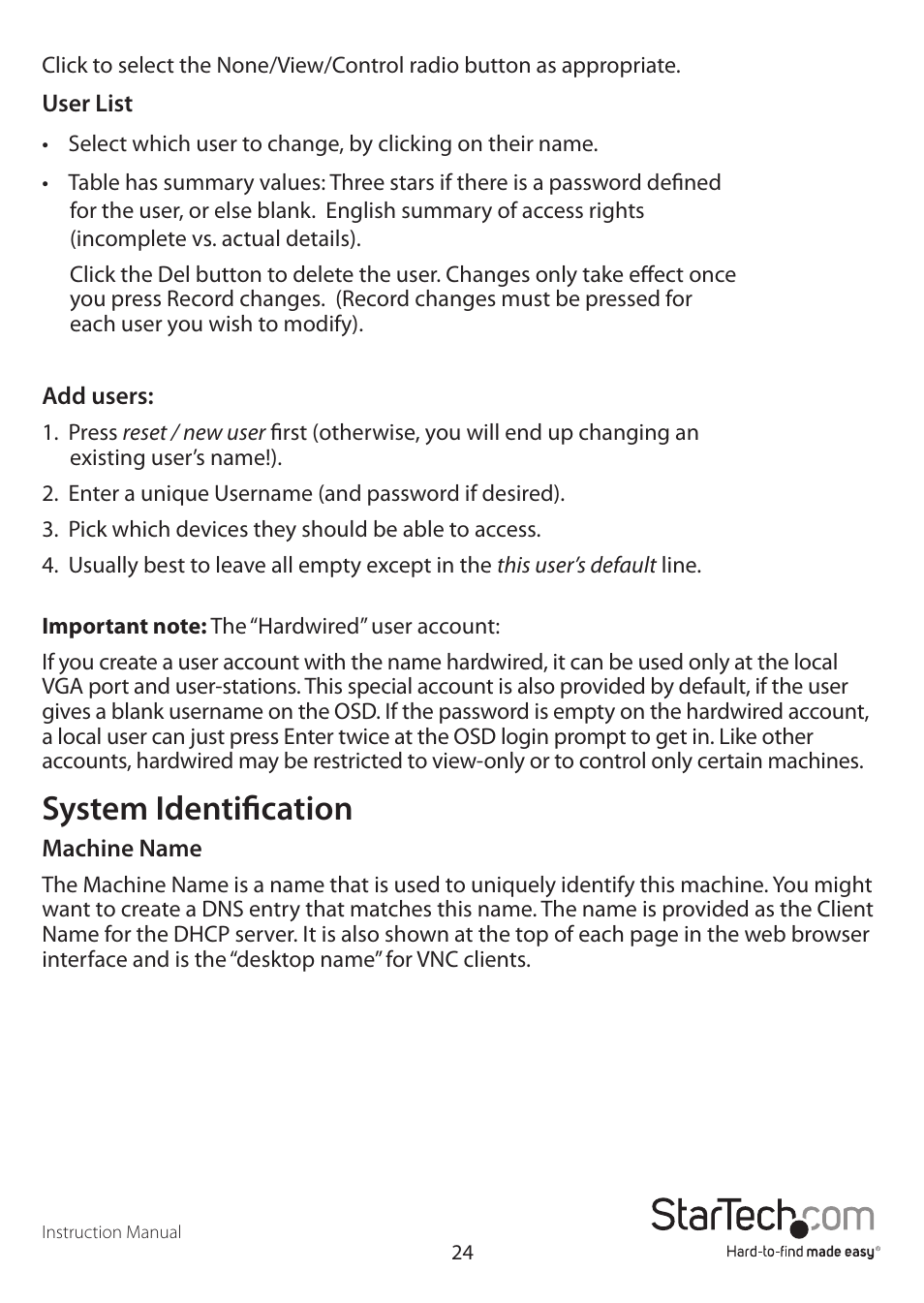 System identification | StarTech.com SV3253DXI User Manual | Page 29 / 70