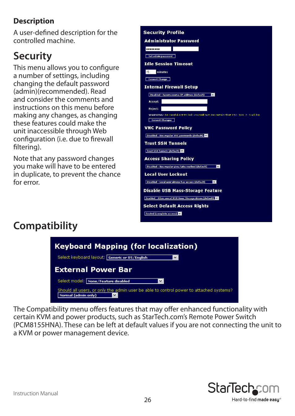 Security, Compatibility | StarTech.com SV3253DXI User Manual | Page 31 / 70