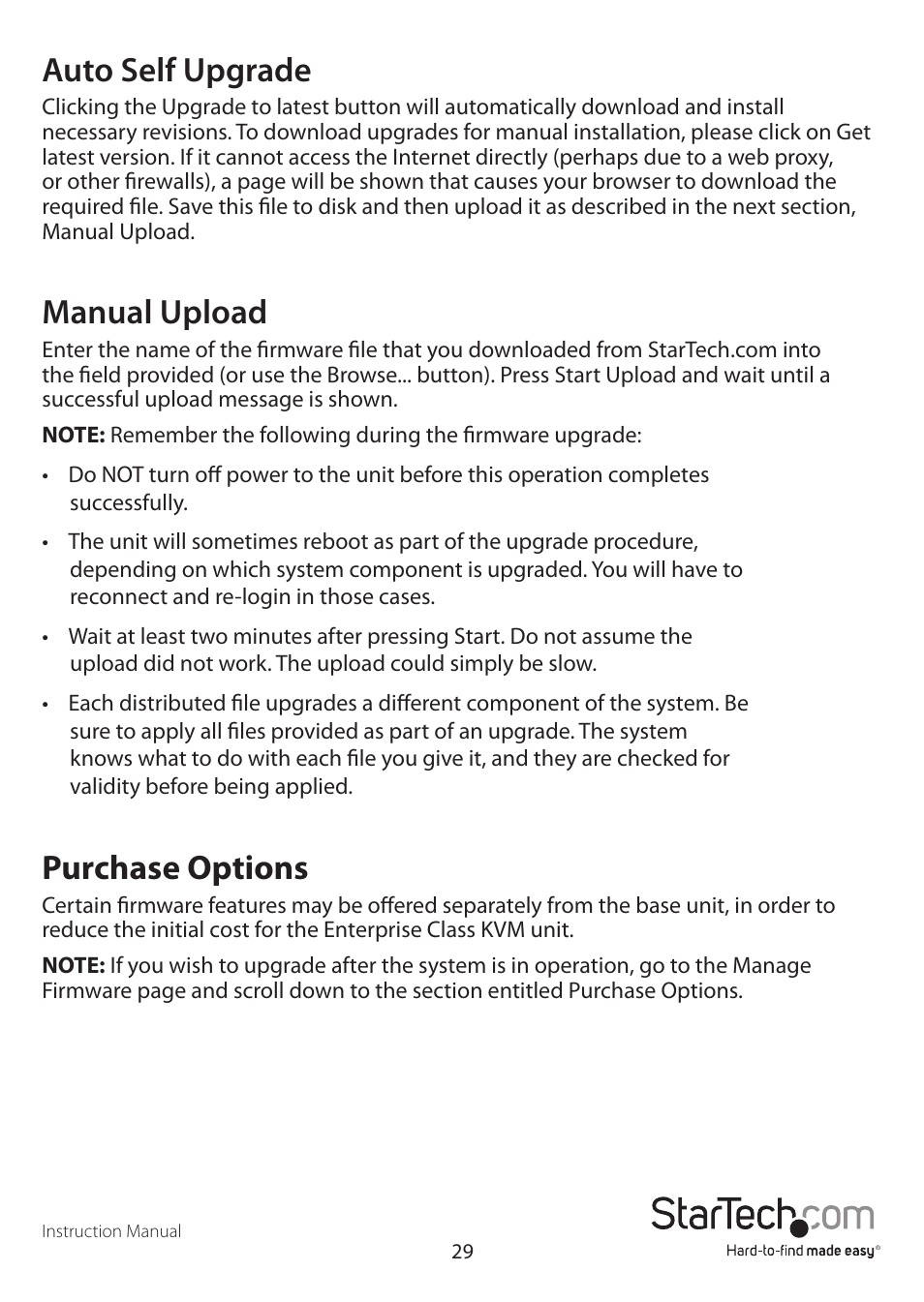 Auto self upgrade, Manual upload, Purchase options | StarTech.com SV3253DXI User Manual | Page 34 / 70