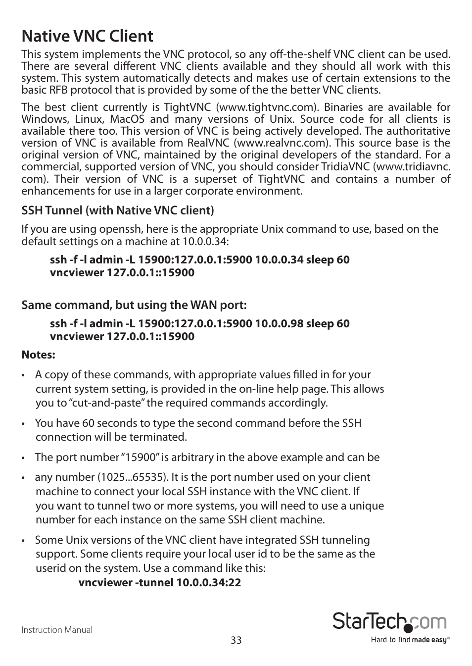 Native vnc client | StarTech.com SV3253DXI User Manual | Page 38 / 70