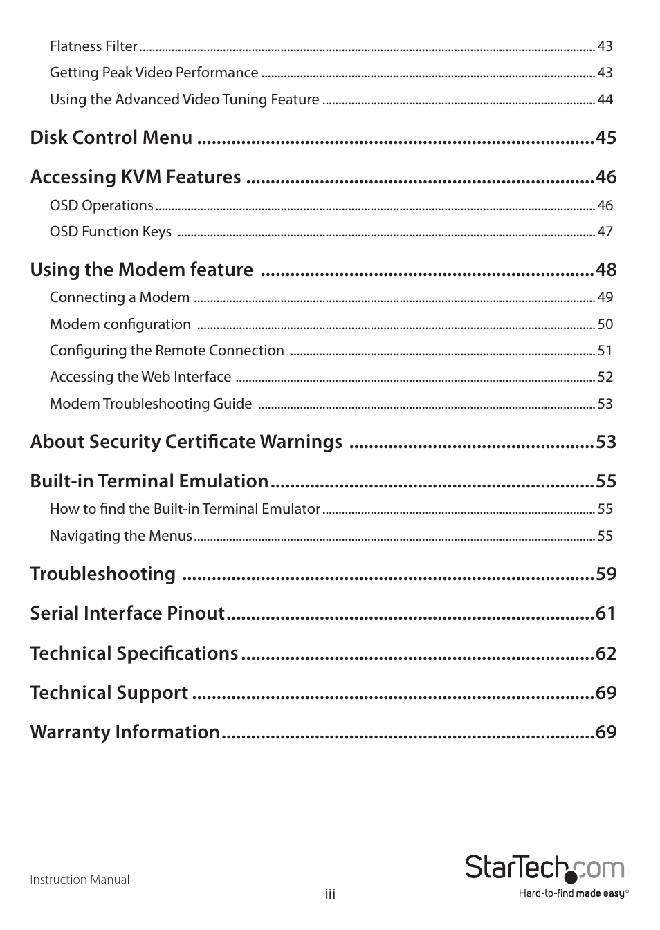 StarTech.com SV3253DXI User Manual | Page 5 / 70