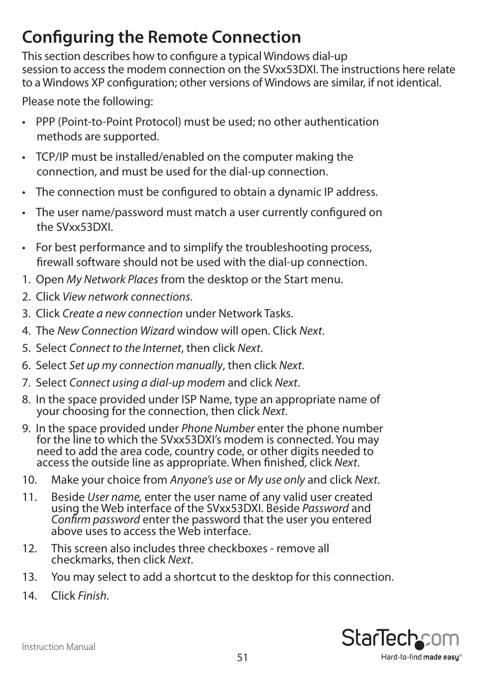 Configuring the remote connection | StarTech.com SV3253DXI User Manual | Page 56 / 70