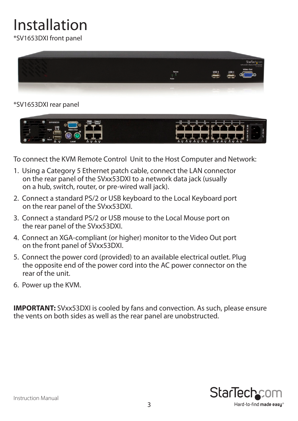 Installation | StarTech.com SV3253DXI User Manual | Page 8 / 70