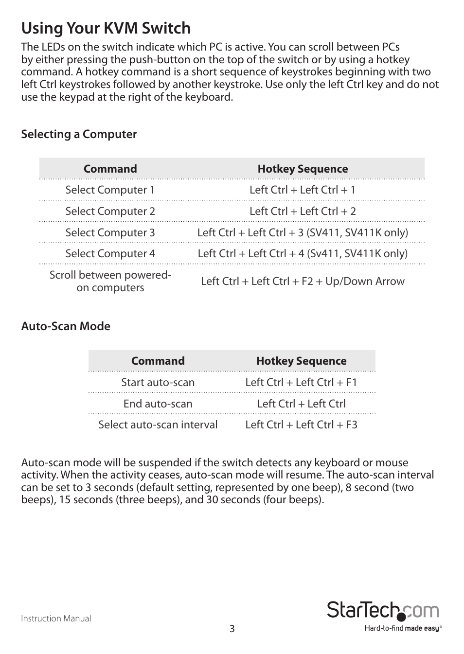 Using your kvm switch | StarTech.com SV411K User Manual | Page 6 / 10