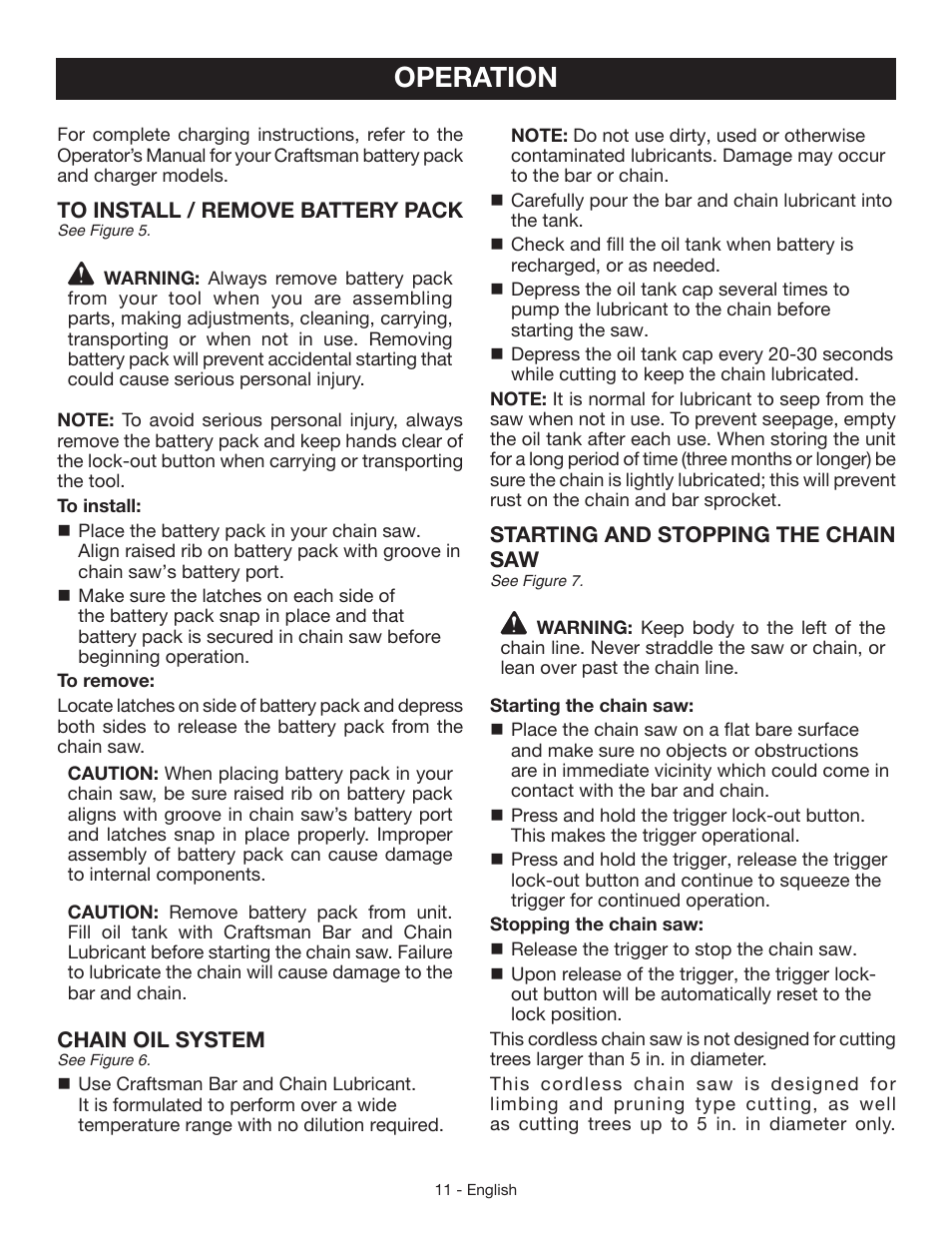 Operation | Craftsman 315.3413 User Manual | Page 11 / 30