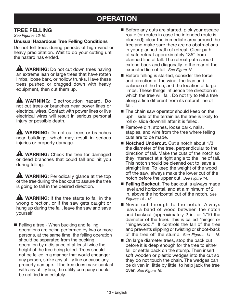 Operation | Craftsman 315.3413 User Manual | Page 13 / 30