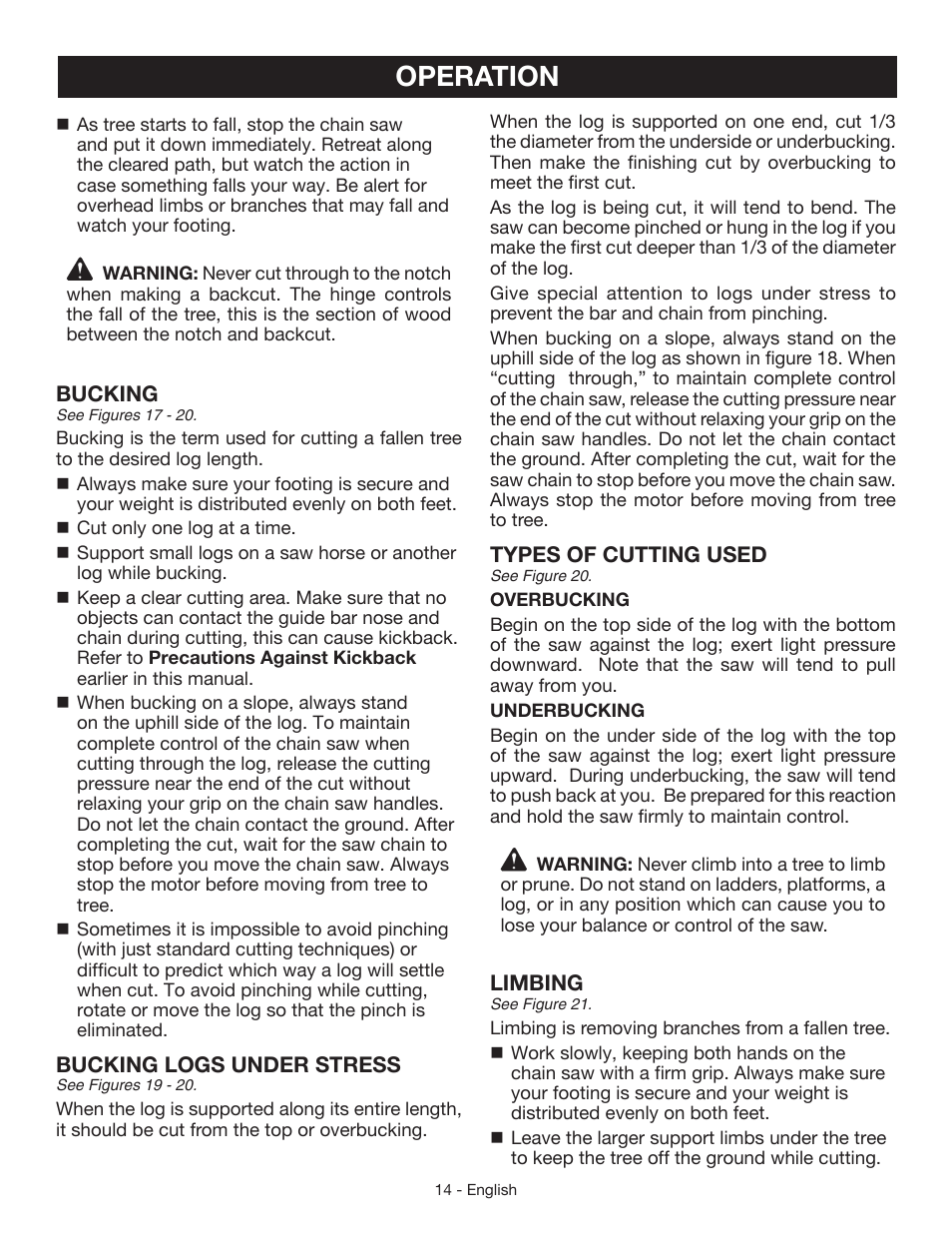 Operation | Craftsman 315.3413 User Manual | Page 14 / 30