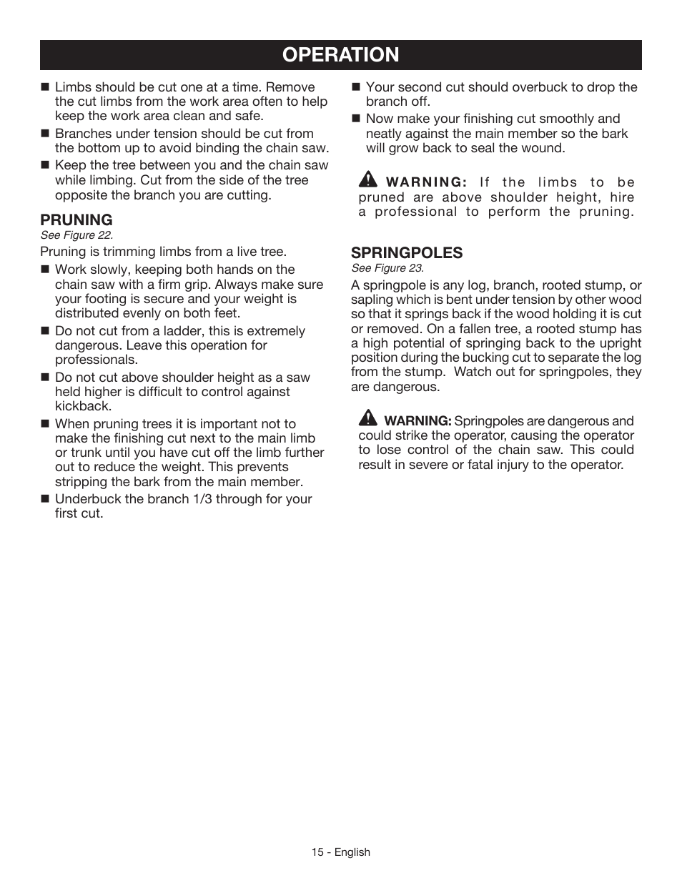 Operation | Craftsman 315.3413 User Manual | Page 15 / 30