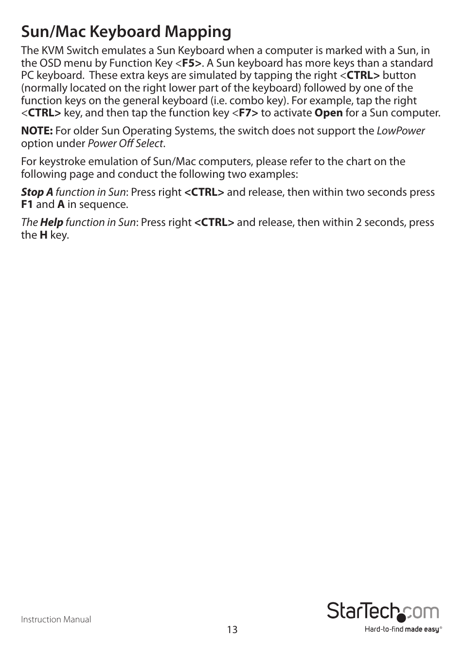 Sun/mac keyboard mapping | StarTech.com SV831DUSBAU User Manual | Page 16 / 20