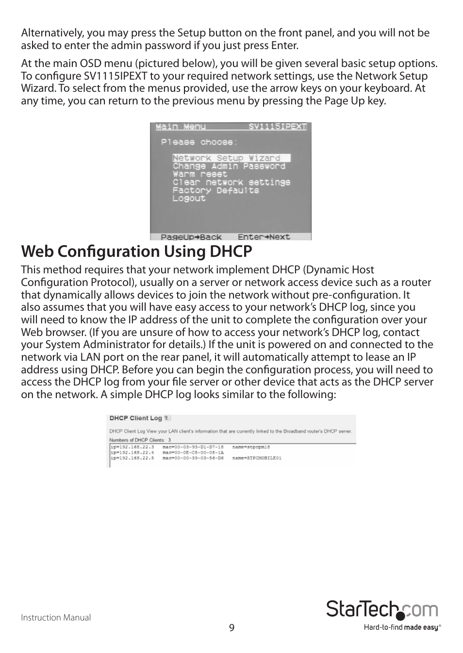 Web configuration using dhcp | StarTech.com SV1115IPEXEU User Manual | Page 13 / 65