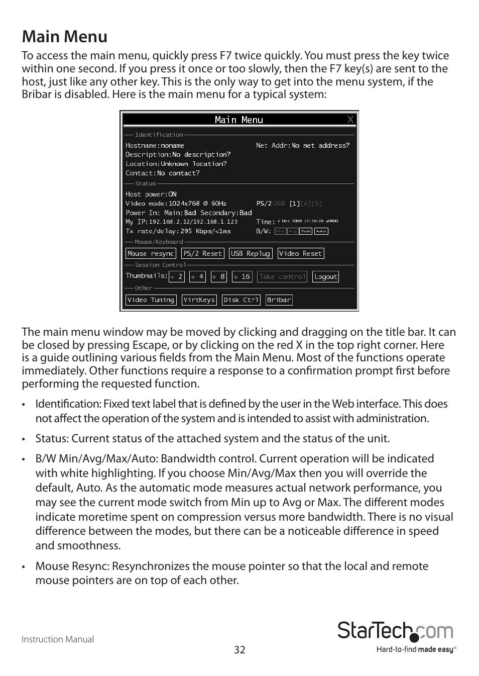 Main menu | StarTech.com SV1115IPEXEU User Manual | Page 36 / 65