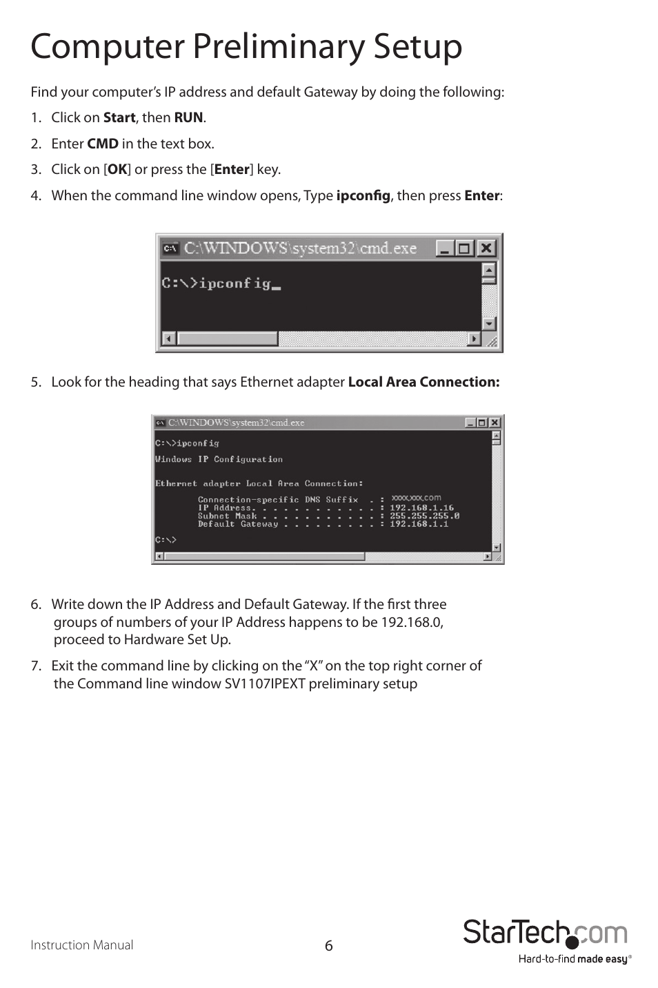 Computer preliminary setup | StarTech.com SV1107IPEXT User Manual | Page 10 / 51