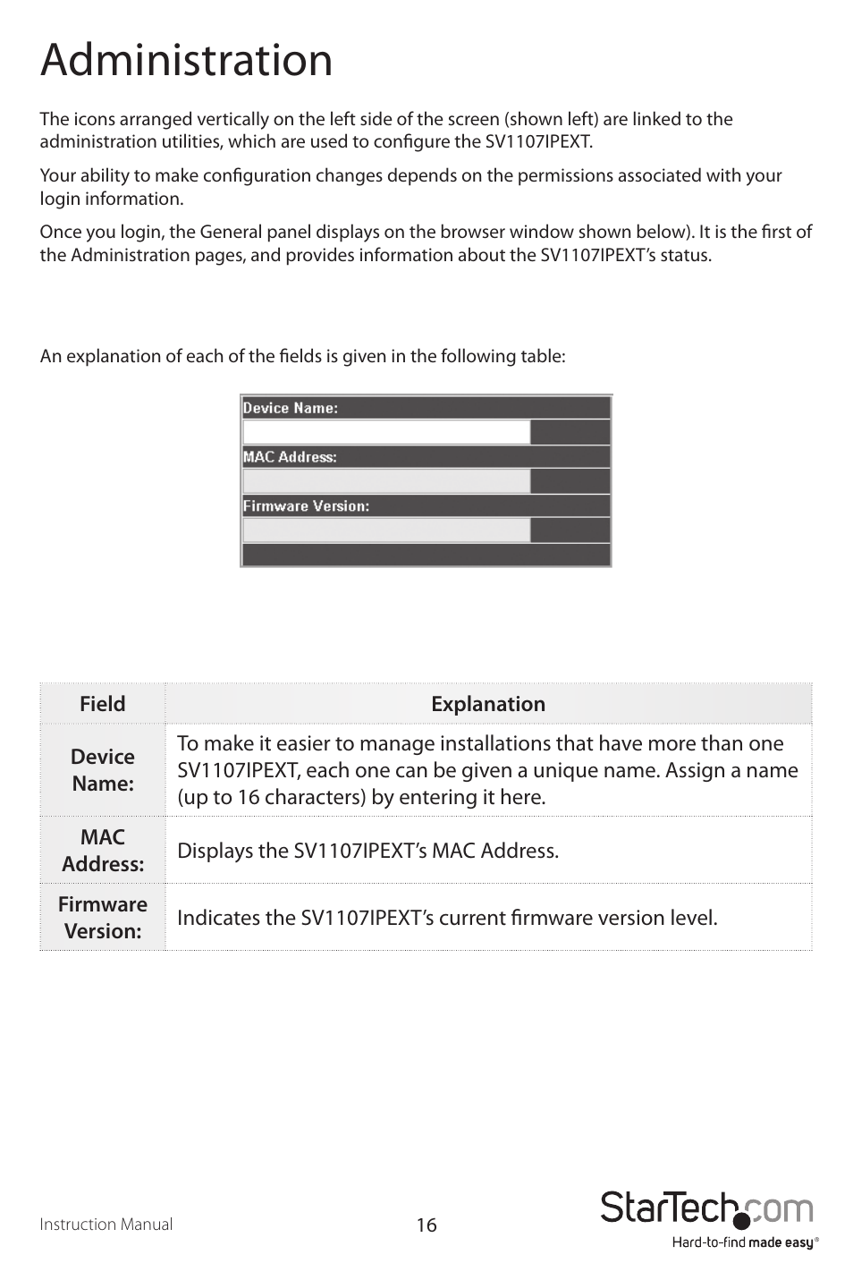 Administration | StarTech.com SV1107IPEXT User Manual | Page 20 / 51