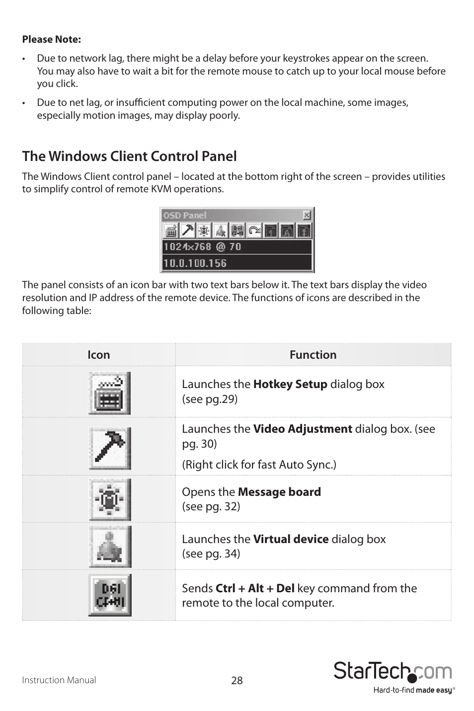 The windows client control panel | StarTech.com SV1107IPEXT User Manual | Page 32 / 51