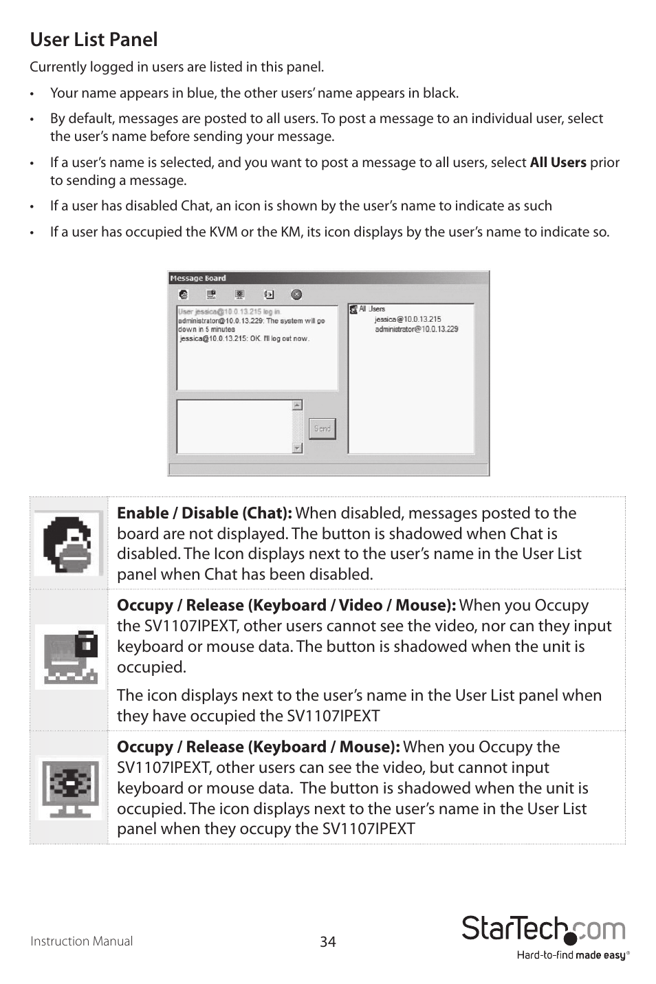 User list panel | StarTech.com SV1107IPEXT User Manual | Page 38 / 51