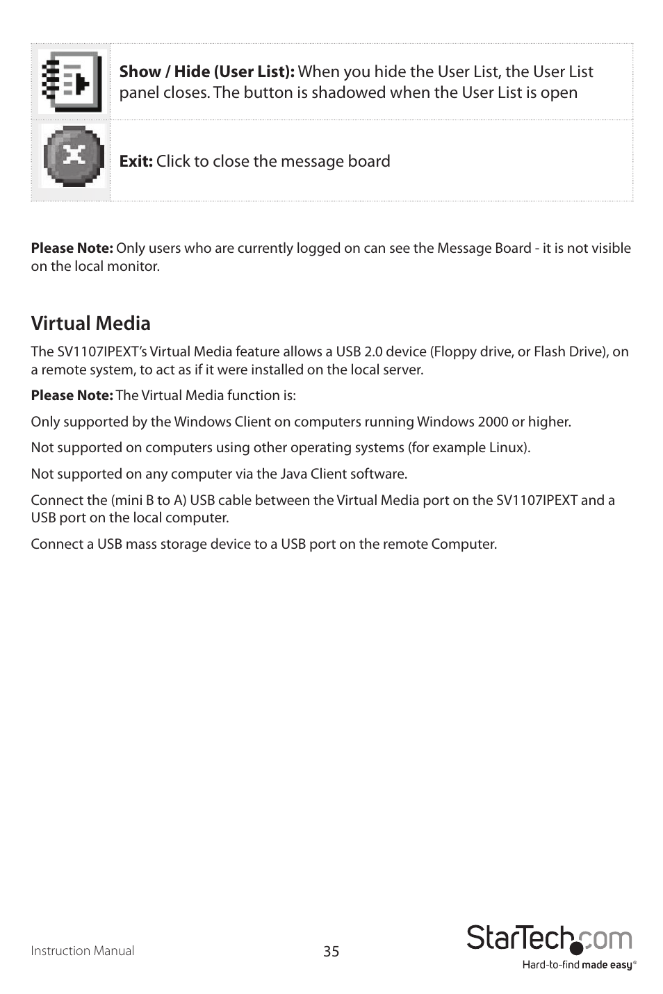 Virtual media | StarTech.com SV1107IPEXT User Manual | Page 39 / 51