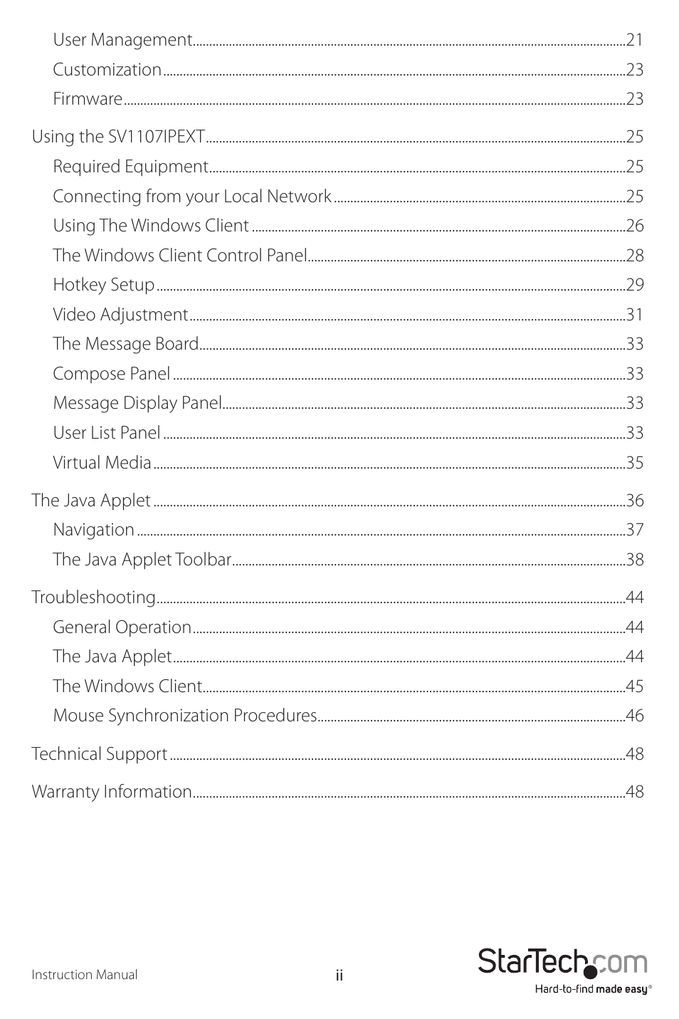 StarTech.com SV1107IPEXT User Manual | Page 4 / 51