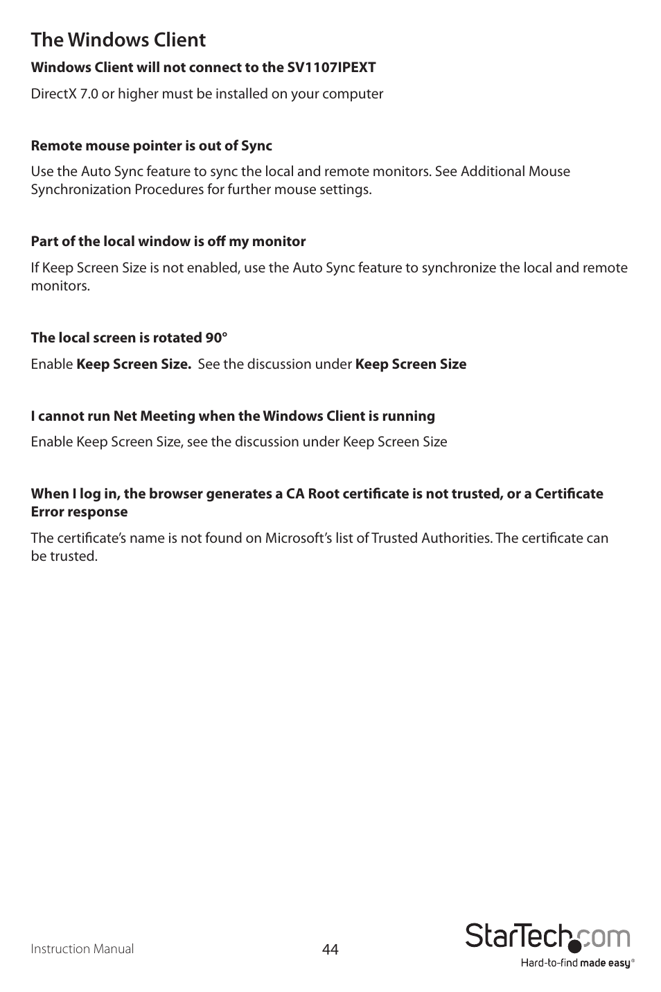 The windows client | StarTech.com SV1107IPEXT User Manual | Page 48 / 51