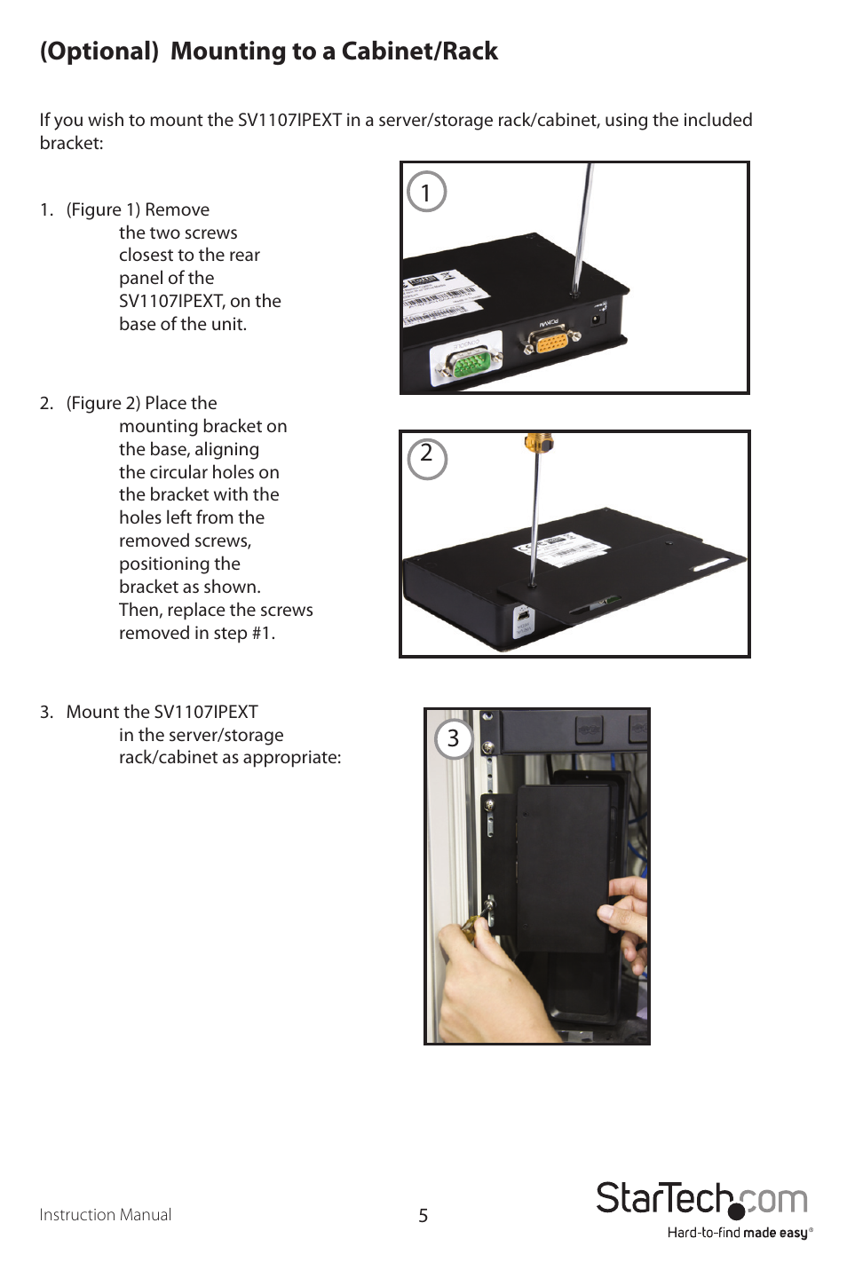 Optional) mounting to a cabinet/rack | StarTech.com SV1107IPEXT User Manual | Page 9 / 51