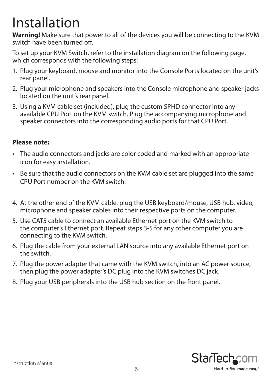 Installation | StarTech.com SV431USBAN User Manual | Page 10 / 30