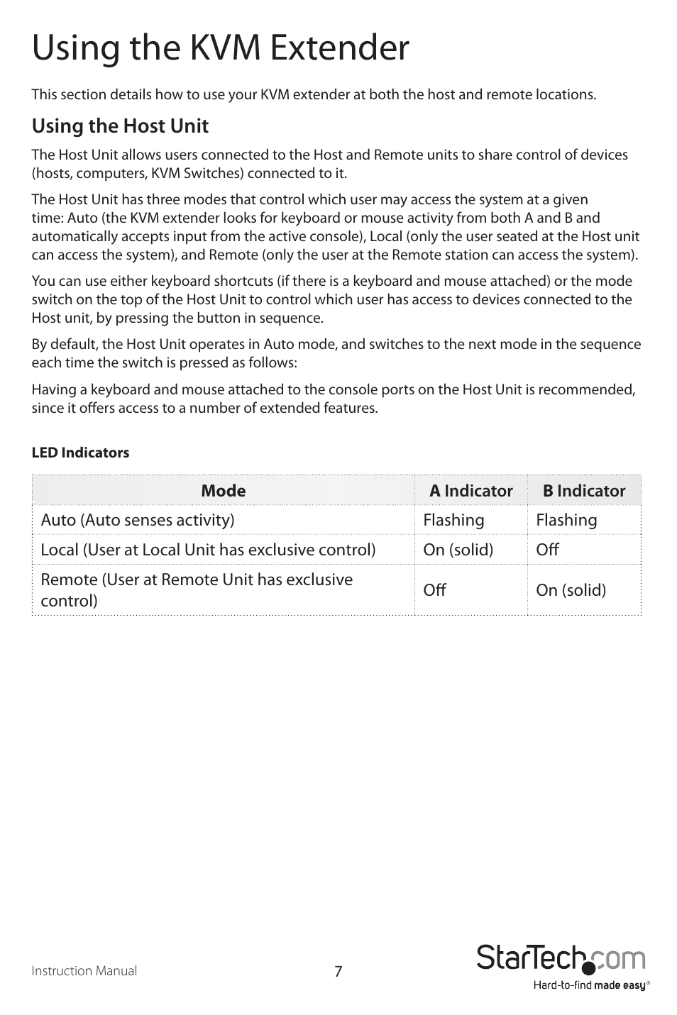 Using the kvm extender, Using the host unit | StarTech.com SV565UTPUEU User Manual | Page 10 / 19