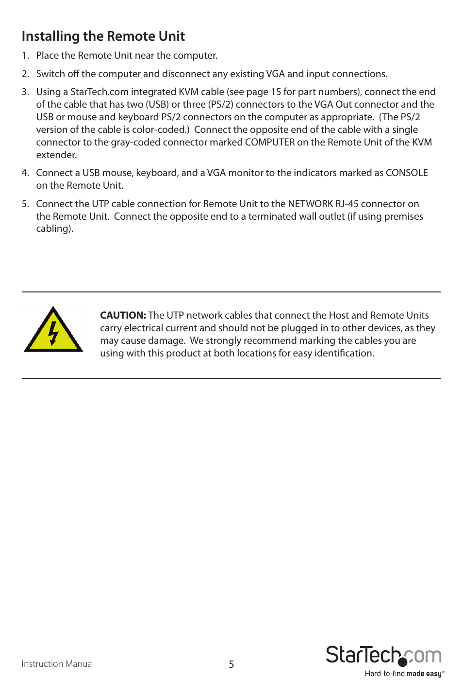 Installing the remote unit | StarTech.com SV565UTPUEU User Manual | Page 8 / 19