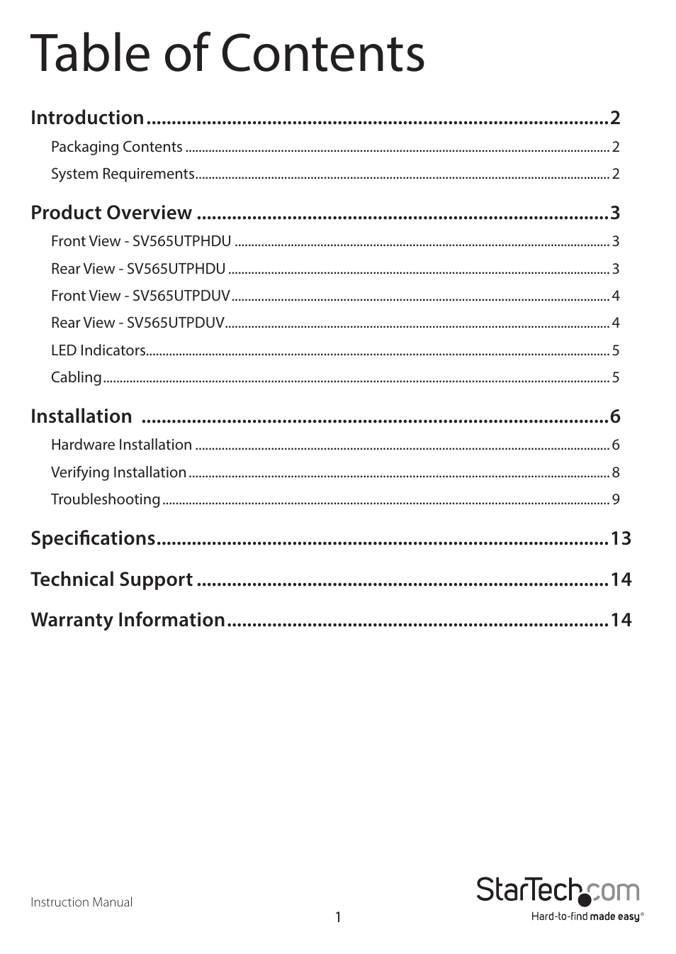 StarTech.com SV565UTPDUV Manual User Manual | Page 3 / 17